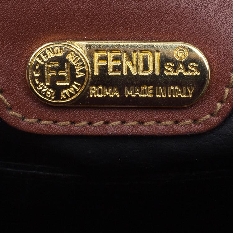 Pre Owned Fendi Striped Pequin Small Tote Bag