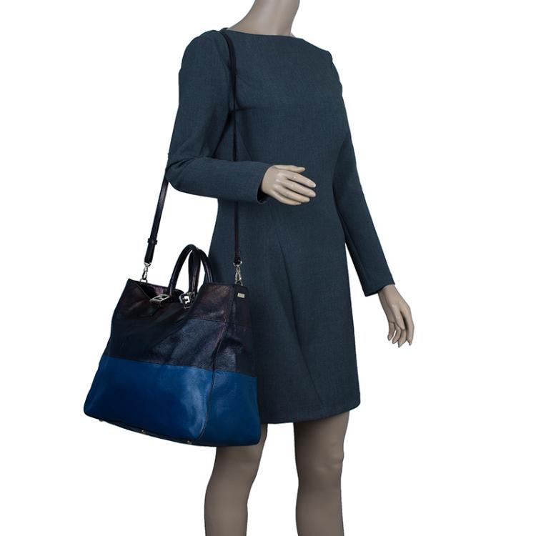 Pre Owned Fendi Tricolor Leather Twins Tote