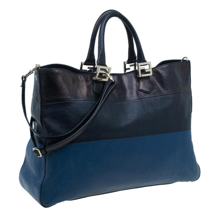 Pre Owned Fendi Tricolor Leather Twins Tote