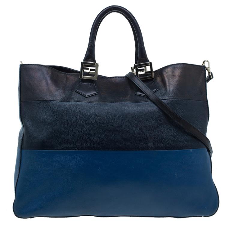 Pre Owned Fendi Tricolor Leather Twins Tote