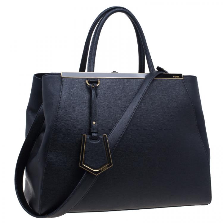 Pre Owned Fendi Black Saffiano Leather 2Jours Tote