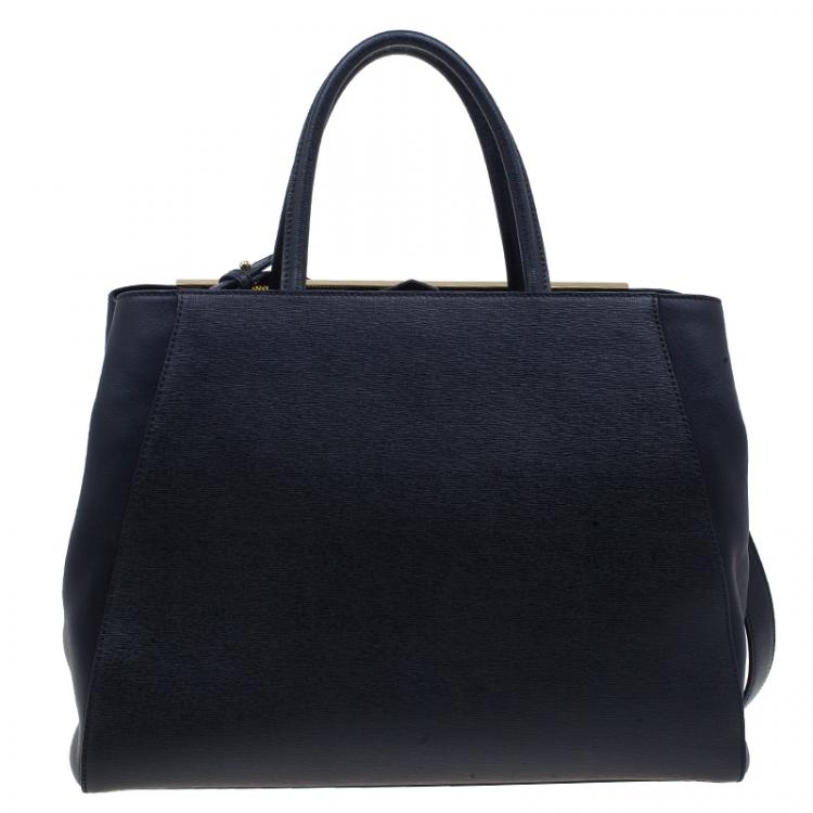 Pre Owned Fendi Black Saffiano Leather 2Jours Tote
