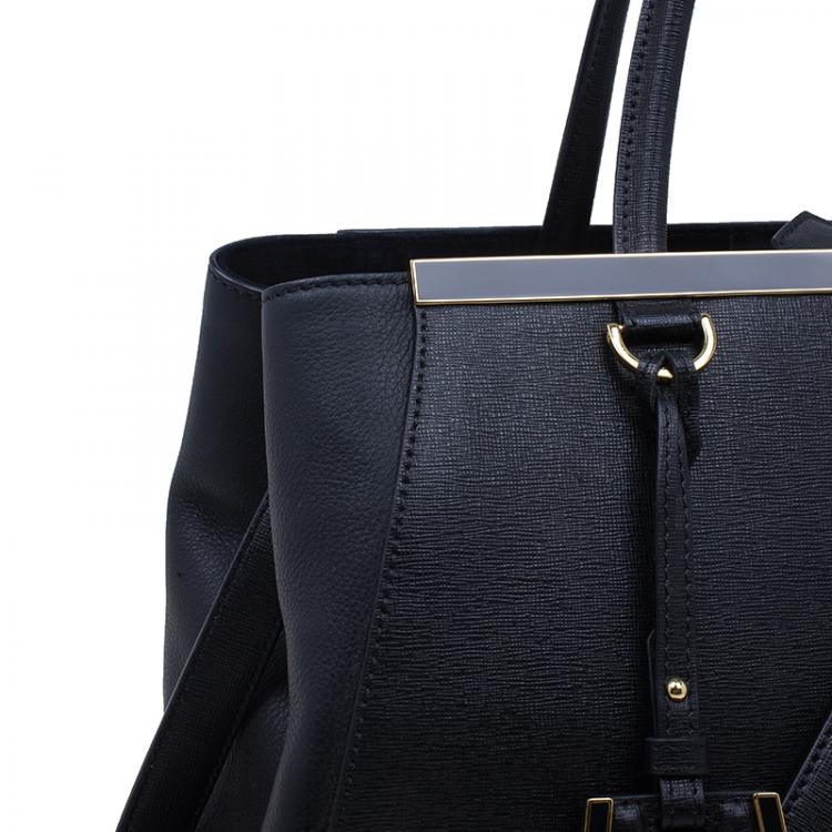 Pre Owned Fendi Black Saffiano Leather 2Jours Tote
