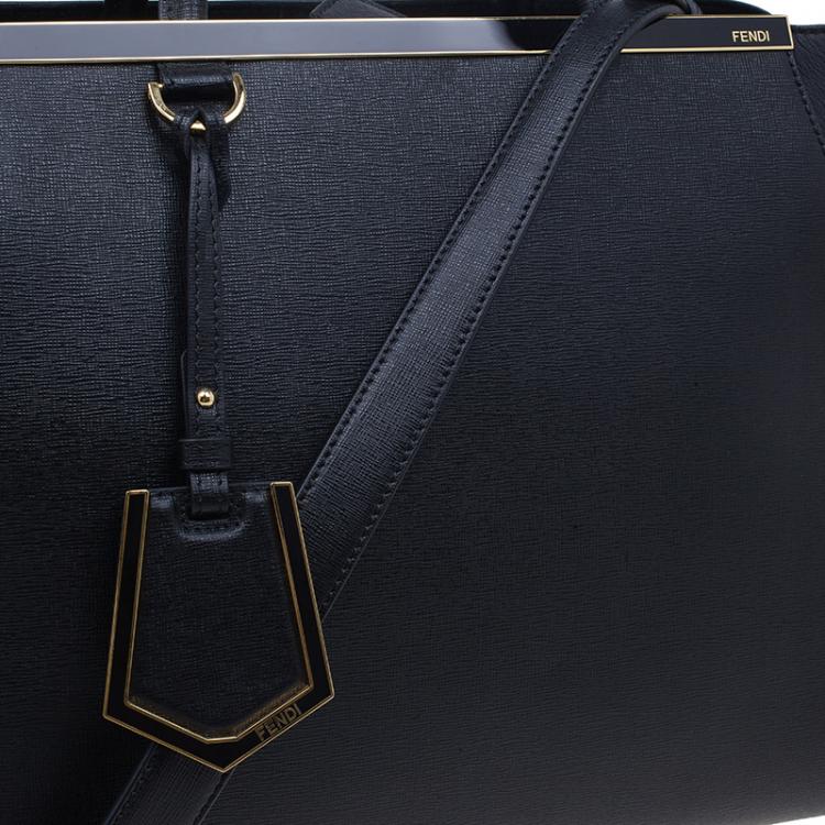 Pre Owned Fendi Black Saffiano Leather 2Jours Tote