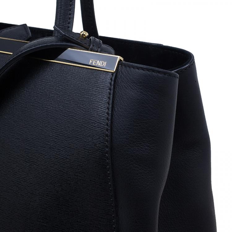 Pre Owned Fendi Black Saffiano Leather 2Jours Tote