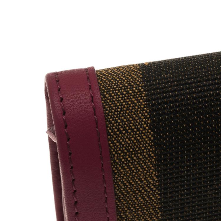 Pre Owned Fendi Burgundy Pequin Continental Wallet