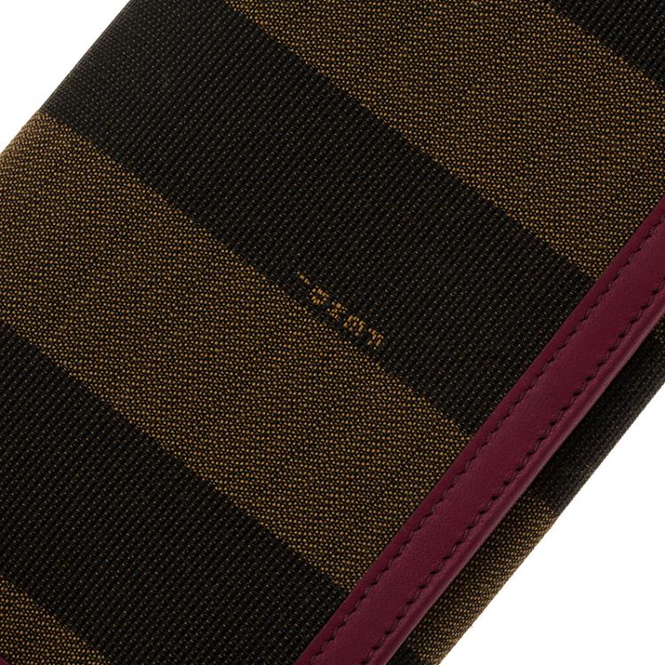 Pre Owned Fendi Burgundy Pequin Continental Wallet