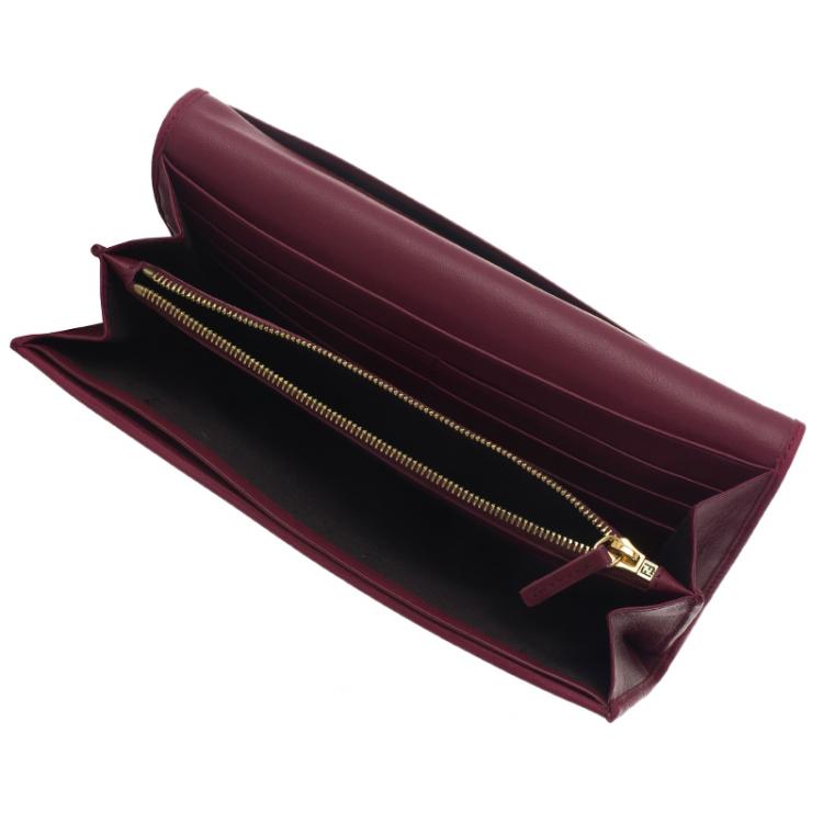 Pre Owned Fendi Burgundy Pequin Continental Wallet