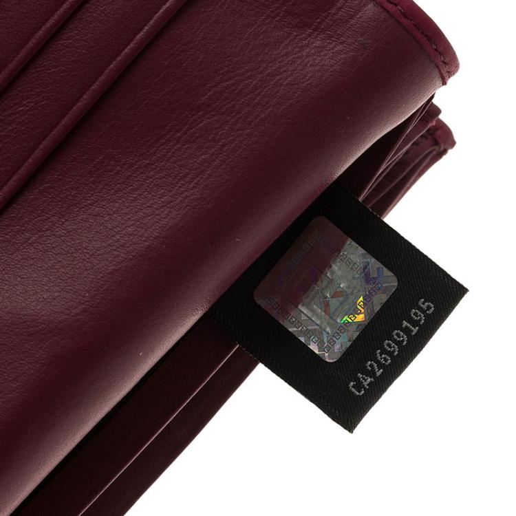 Pre Owned Fendi Burgundy Pequin Continental Wallet