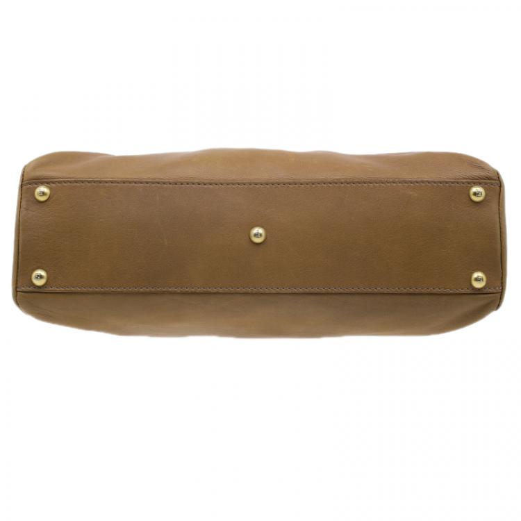 Pre Owned Fendi Tan Leather Small Peekaboo Tote