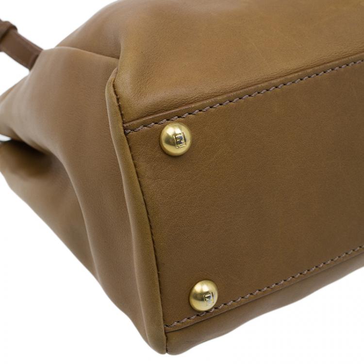 Pre Owned Fendi Tan Leather Small Peekaboo Tote