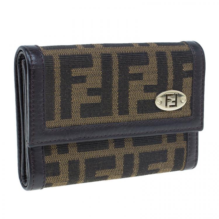 Pre Owned Fendi Brown Zucca Canvas Wallet