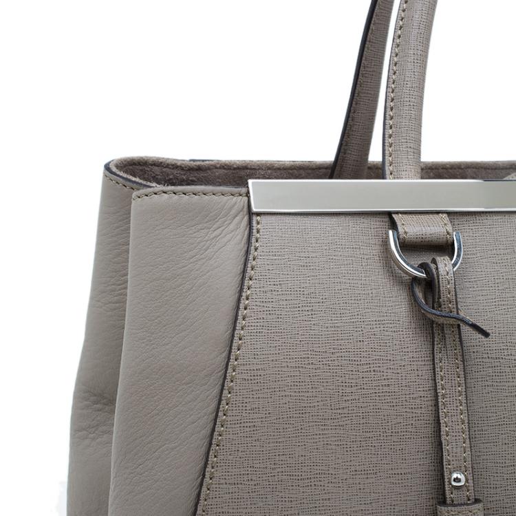 Pre Owned Fendi Beige Saffiano Leather 2Jours Tote