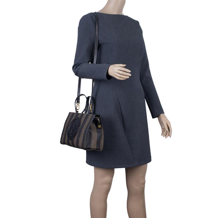 Pre Owned Fendi Black Pequin Tote Shoulder bag
