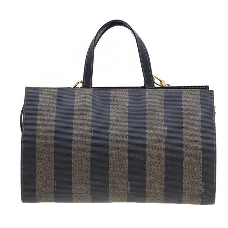 Pre Owned Fendi Black Pequin Tote Shoulder bag