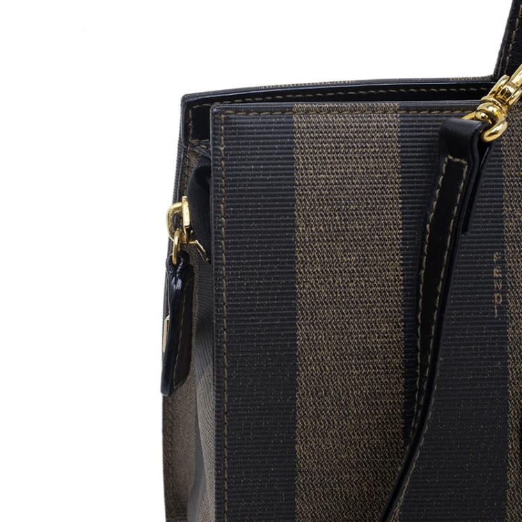 Pre Owned Fendi Black Pequin Tote Shoulder bag