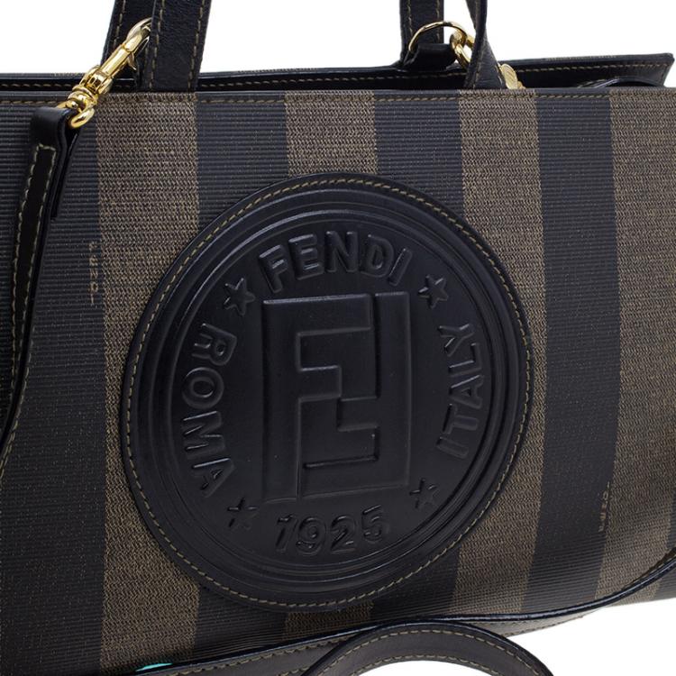 Pre Owned Fendi Black Pequin Tote Shoulder bag