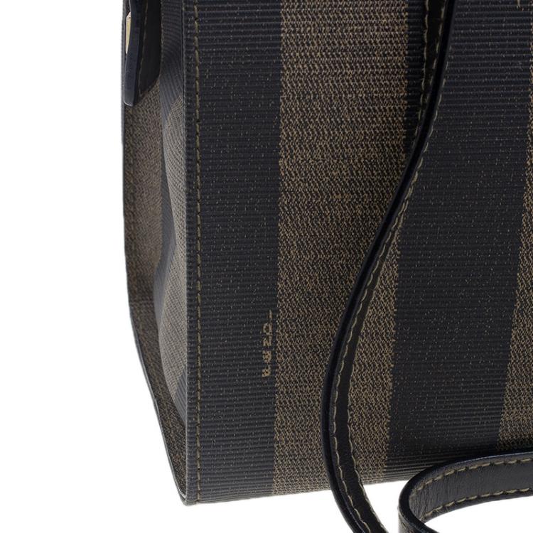 Pre Owned Fendi Black Pequin Tote Shoulder bag
