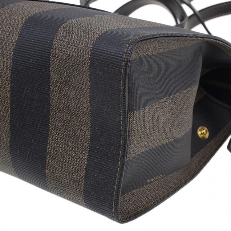 Pre Owned Fendi Black Pequin Tote Shoulder bag