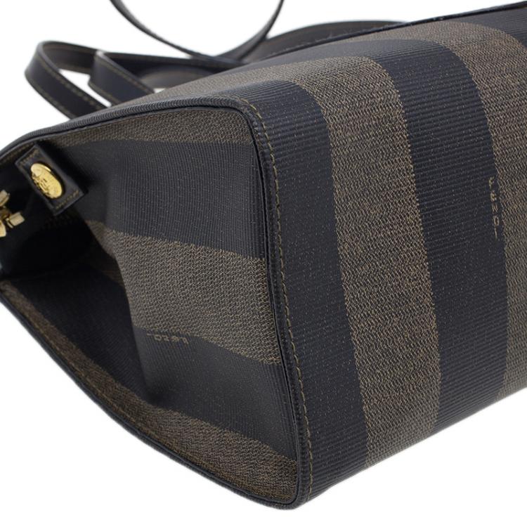 Pre Owned Fendi Black Pequin Tote Shoulder bag