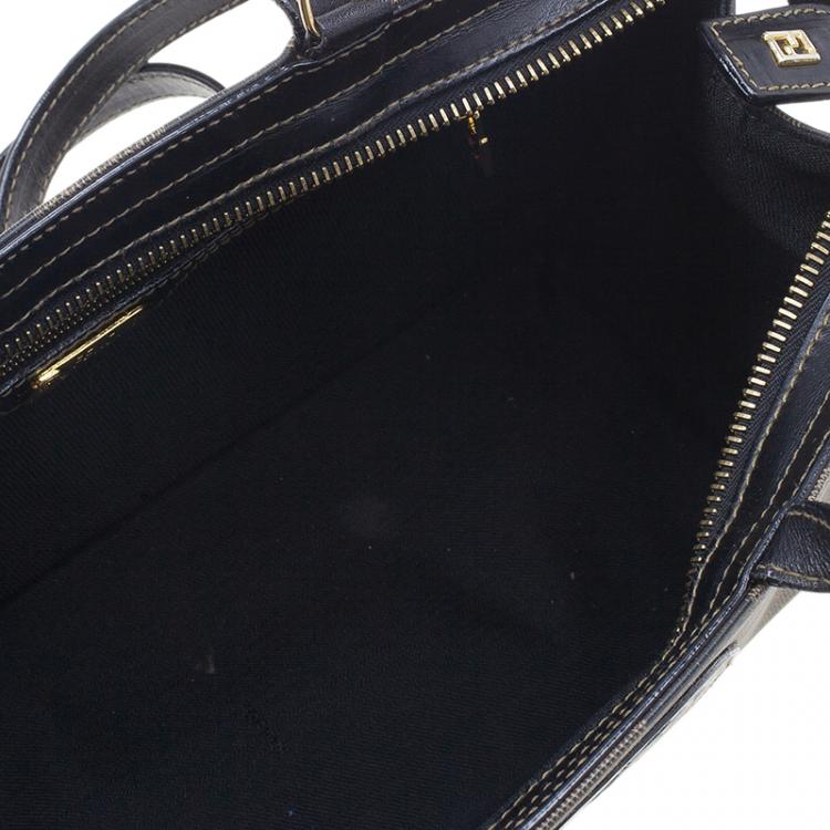 Pre Owned Fendi Black Pequin Tote Shoulder bag