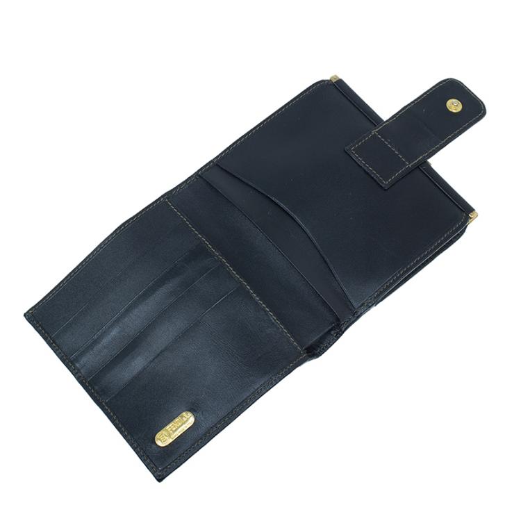 Pre Owned Fendi Pequin Canvas French Wallet