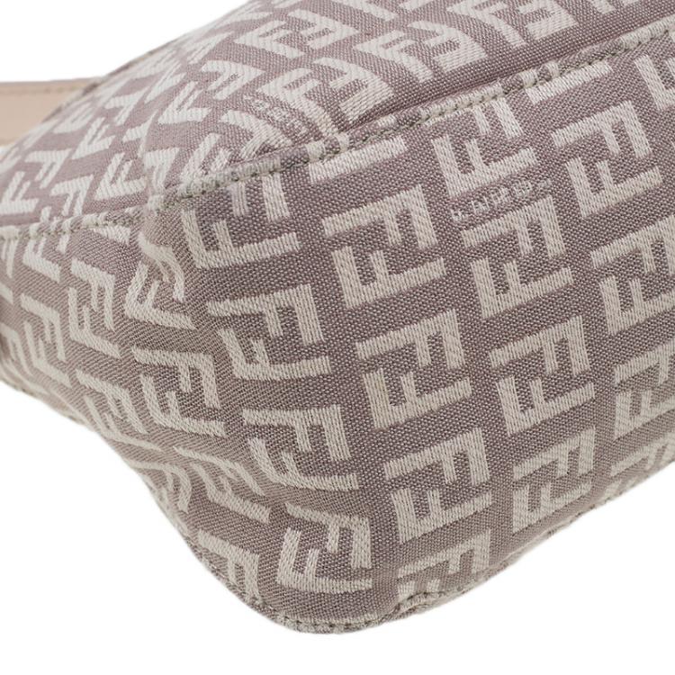 Pre Owned Fendi Pink  Zucchino Canvas Flap Baguette Bag 