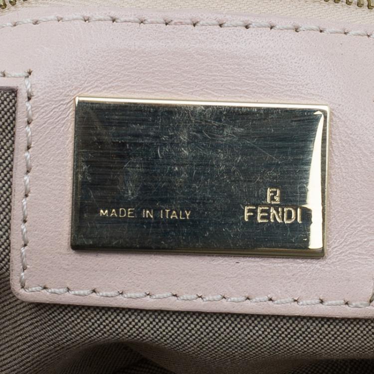 Pre Owned Fendi Pink  Zucchino Canvas Flap Baguette Bag 
