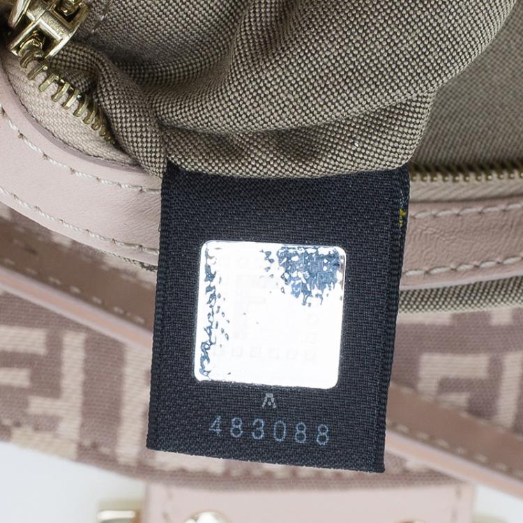 Pre Owned Fendi Pink  Zucchino Canvas Flap Baguette Bag 