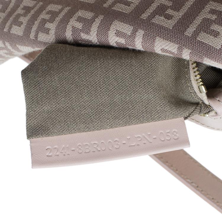 Pre Owned Fendi Pink  Zucchino Canvas Flap Baguette Bag 