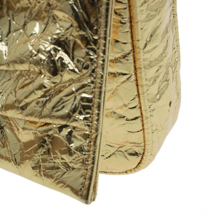 Pre Owned Fendi Gold Foil Mia Evening Bag