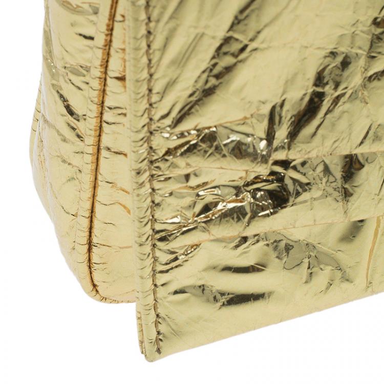 Pre Owned Fendi Gold Foil Mia Evening Bag