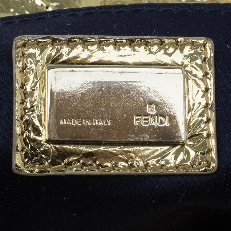 Pre Owned Fendi Gold Foil Mia Evening Bag