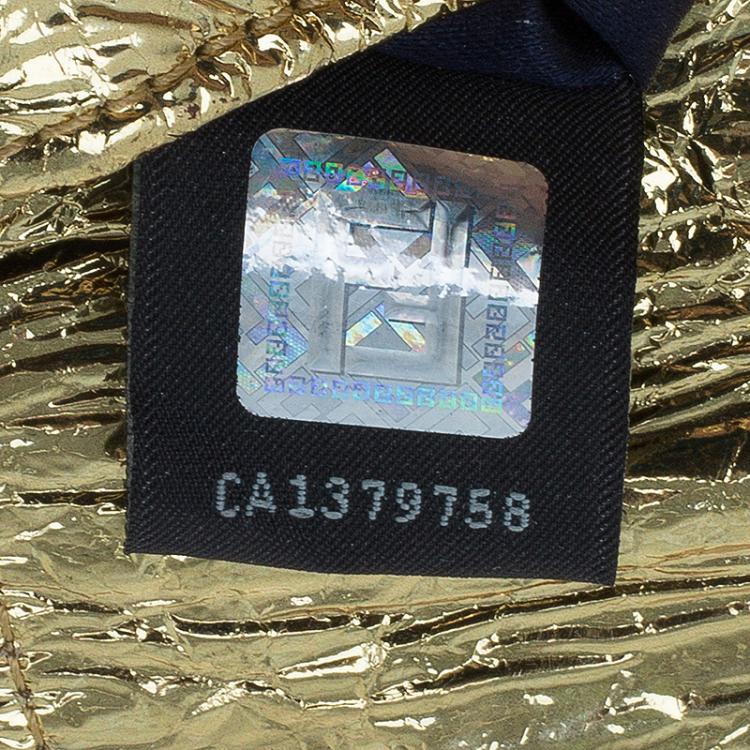 Pre Owned Fendi Gold Foil Mia Evening Bag