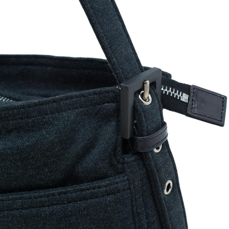 Pre Owned Fendi Grey Felt Baguette Shoulder Bag