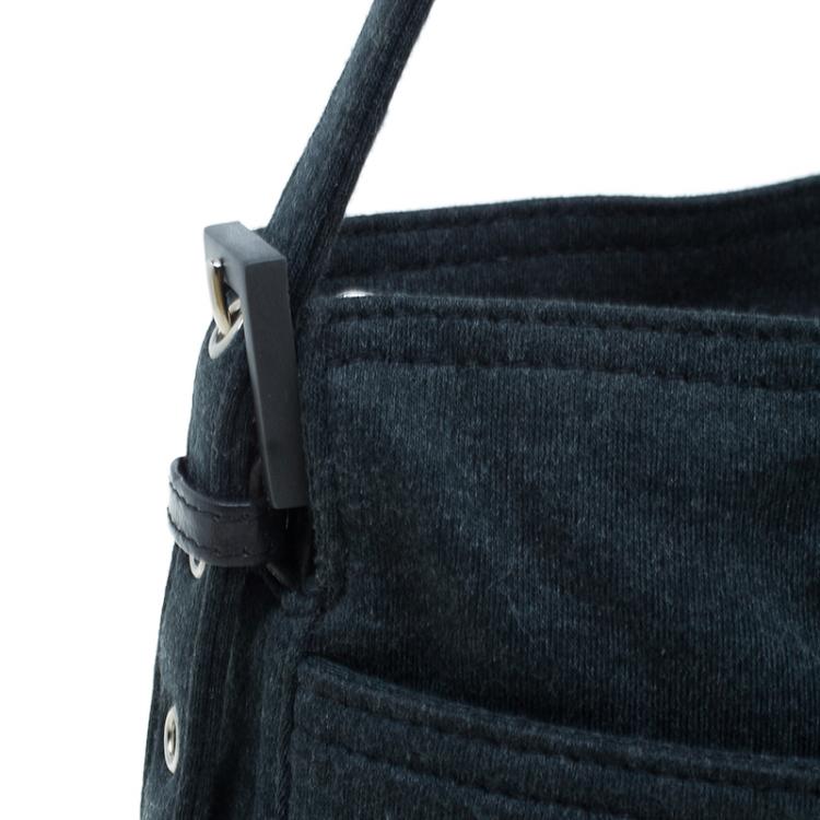 Pre Owned Fendi Grey Felt Baguette Shoulder Bag