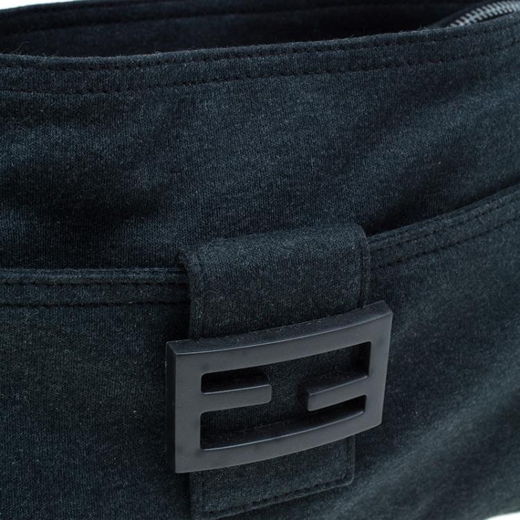 Pre Owned Fendi Grey Felt Baguette Shoulder Bag
