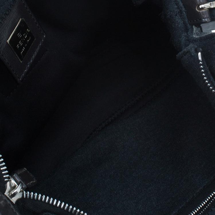 Pre Owned Fendi Grey Felt Baguette Shoulder Bag