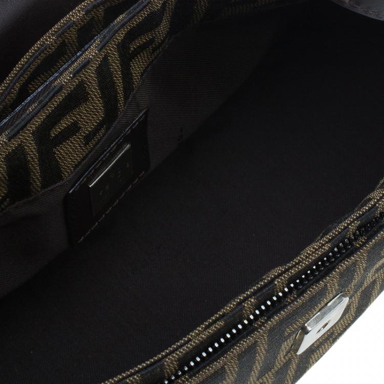 Pre Owned Fendi Brown Tobacco Zucca Long Baguette Shoulder Bag