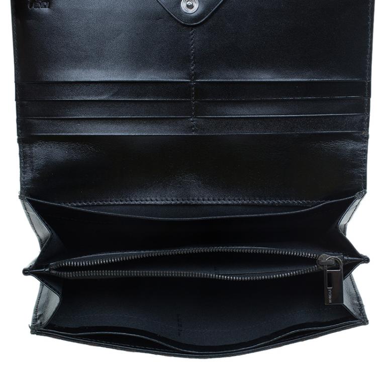 Pre Owned Fendi Brown and Black Zucchino Continental Wallet