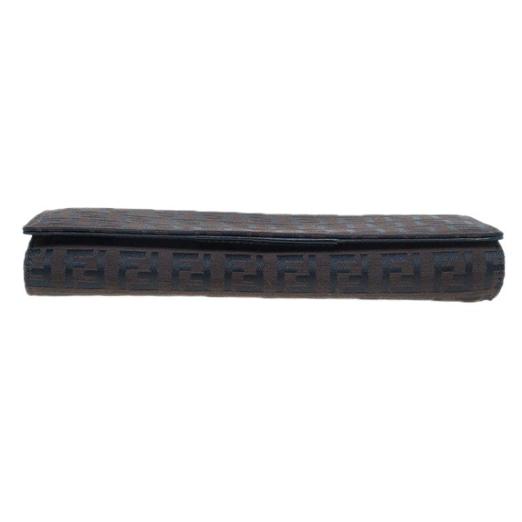 Pre Owned Fendi Brown and Black Zucchino Continental Wallet