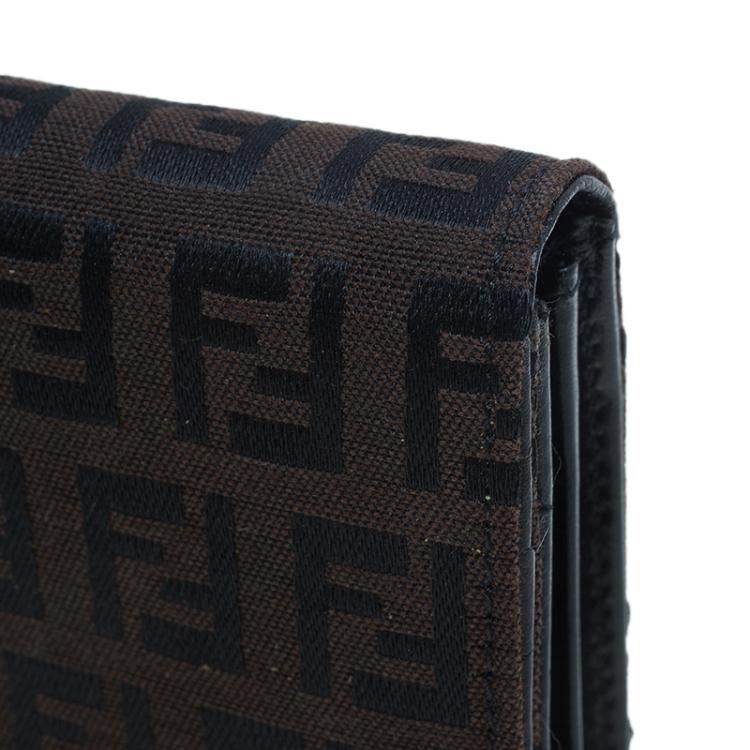 Pre Owned Fendi Brown and Black Zucchino Continental Wallet