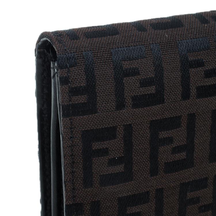Pre Owned Fendi Brown and Black Zucchino Continental Wallet