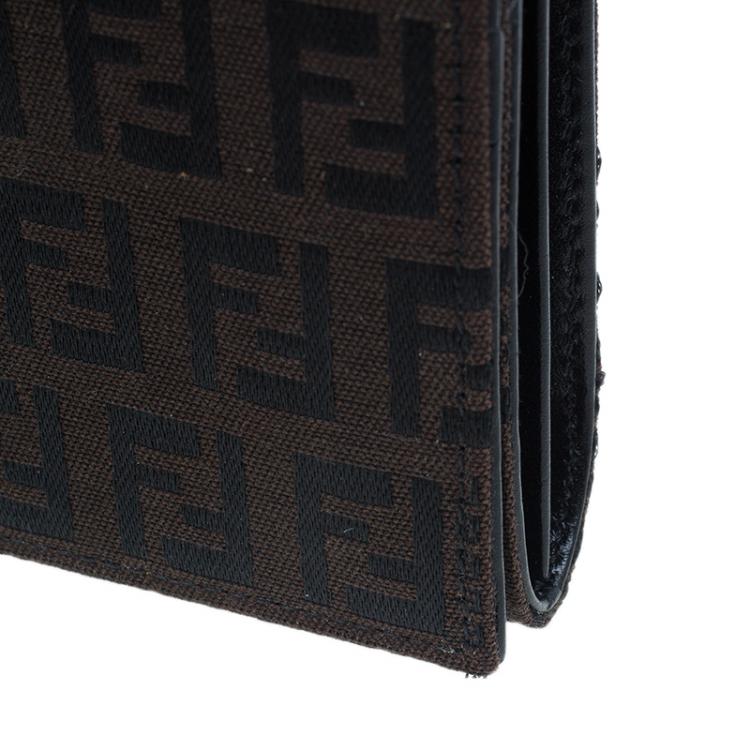 Pre Owned Fendi Brown and Black Zucchino Continental Wallet