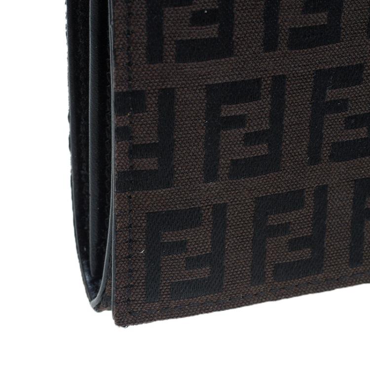 Pre Owned Fendi Brown and Black Zucchino Continental Wallet