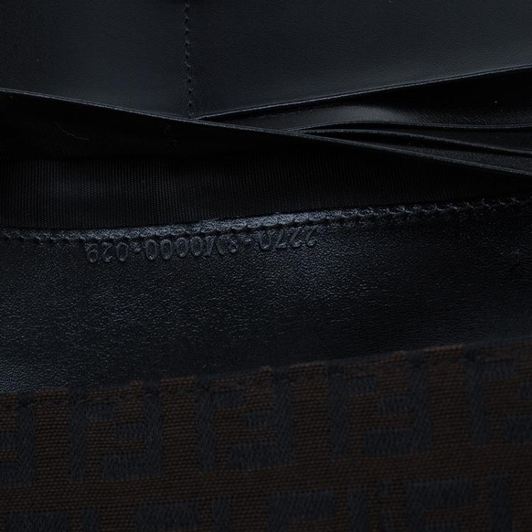 Pre Owned Fendi Brown and Black Zucchino Continental Wallet