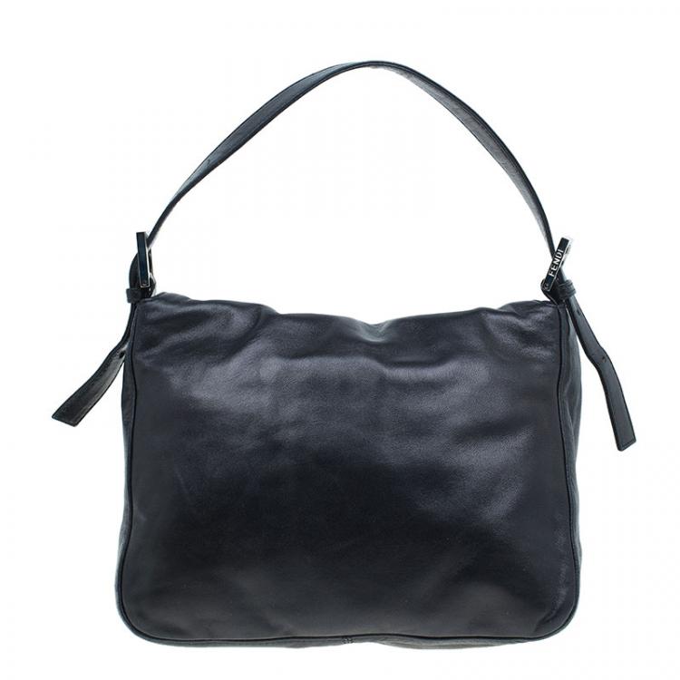 مملوكة مسبقًا Fendi Black Leather and Green Buckle Small Shoulder bag