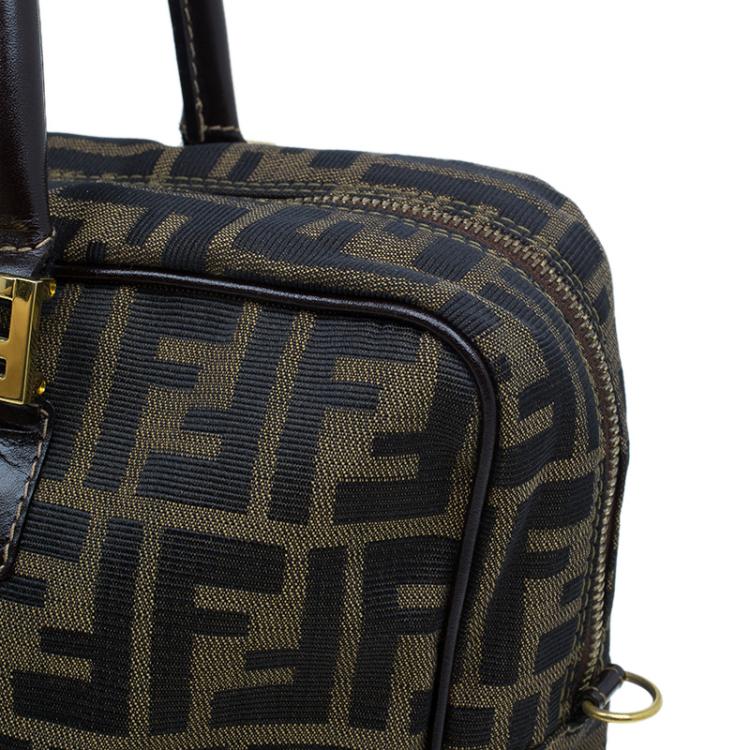 Pre Owned Fendi Tobacco Zucca Briefcase Shoulder Bag