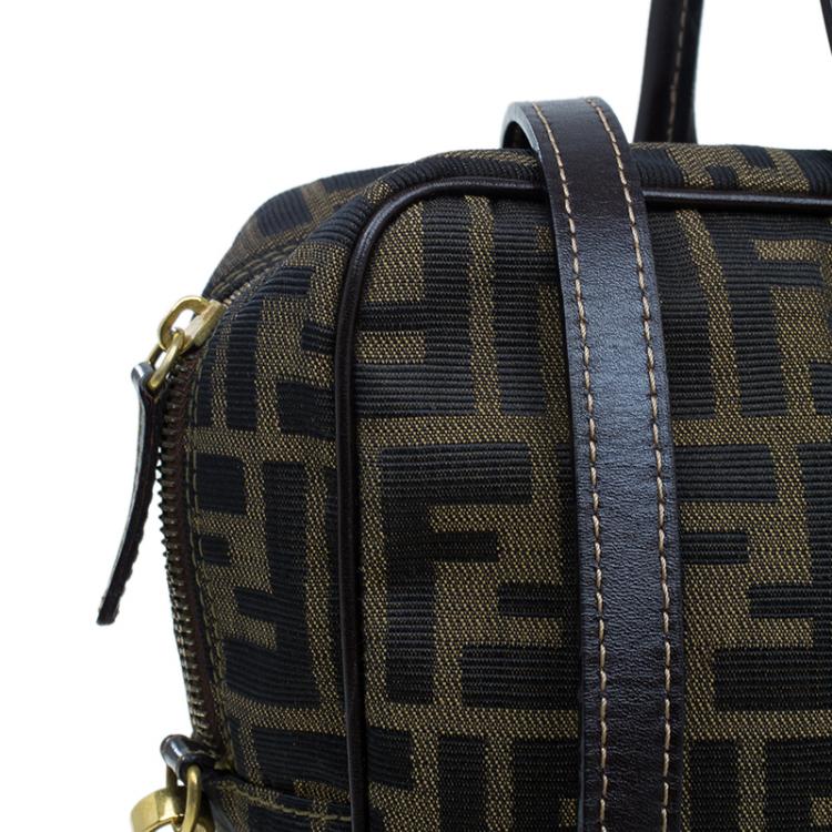 Pre Owned Fendi Tobacco Zucca Briefcase Shoulder Bag