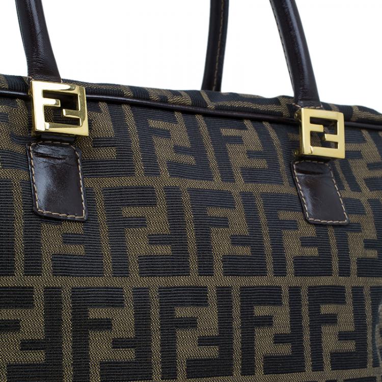Pre Owned Fendi Tobacco Zucca Briefcase Shoulder Bag